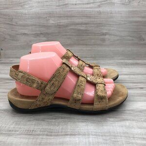 Vionic Sandals Womens 8 Amber Tan Cork Hook and Loop Comfort Shoes